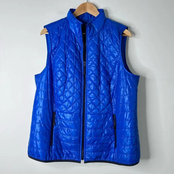 Talbots Blue Quilted Puffer Vest Women’s 1X Sleeveless Full Zip Transitional - Picture 4 of 10